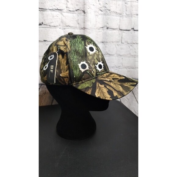 DF Imports Camo w/ Bullet Holes Embroidered Baseball Hat Adjustable NWT - Picture 3 of 8
